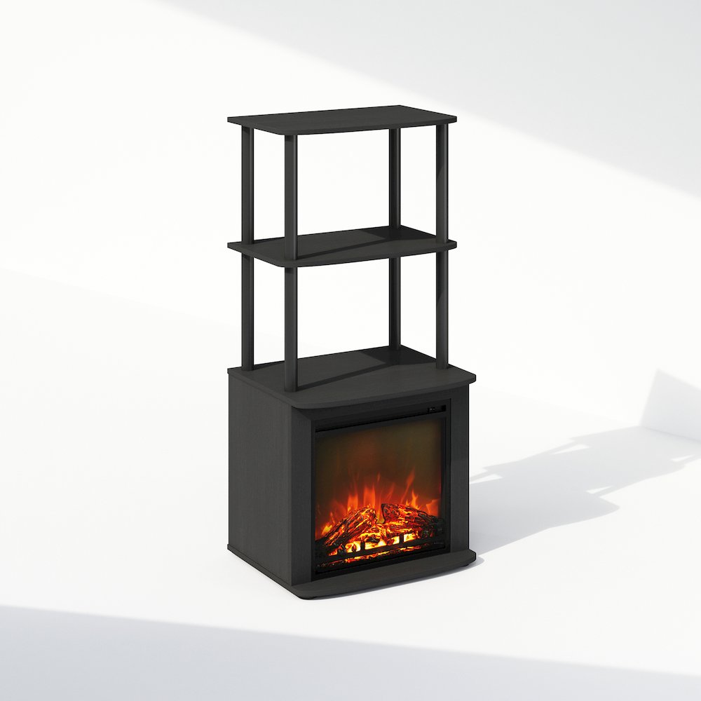 2-Tier Tall Side Table Display Rack with No Heat Decorative Electric Fireplace. Picture 2