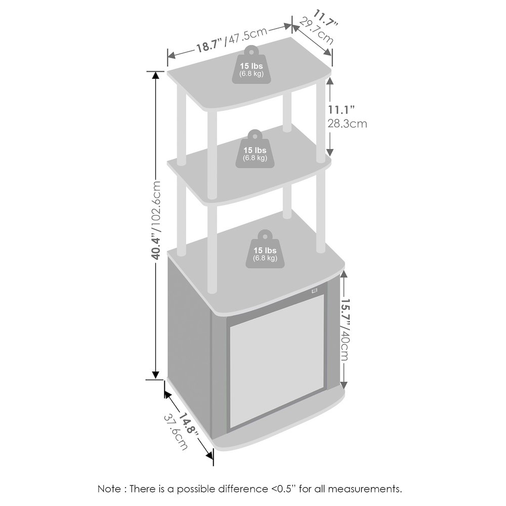 2-Tier Tall Side Table Display Rack with No Heat Decorative Electric Fireplace. Picture 7