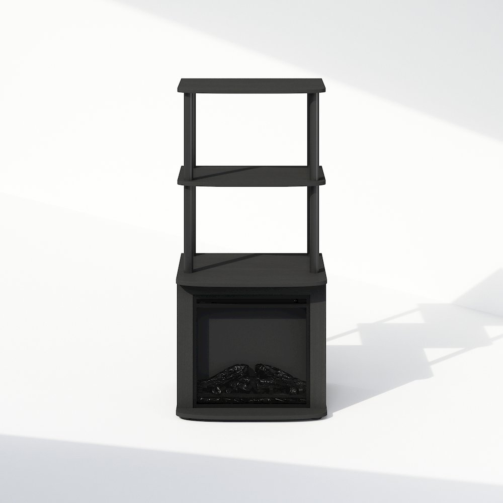 2-Tier Tall Side Table Display Rack with No Heat Decorative Electric Fireplace. Picture 1