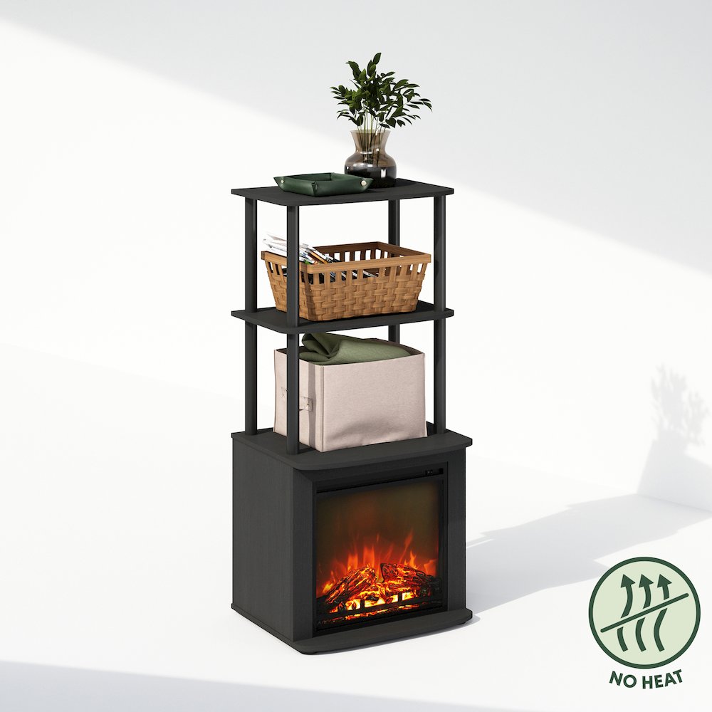2-Tier Tall Side Table Display Rack with No Heat Decorative Electric Fireplace. Picture 3