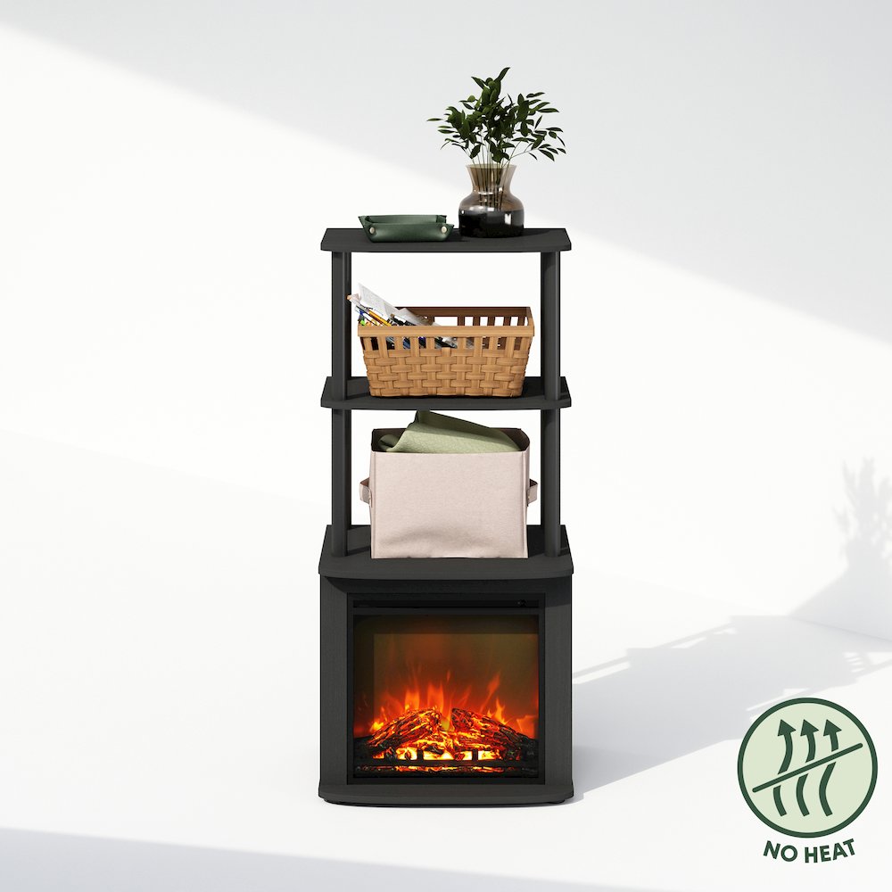 2-Tier Tall Side Table Display Rack with No Heat Decorative Electric Fireplace. Picture 4