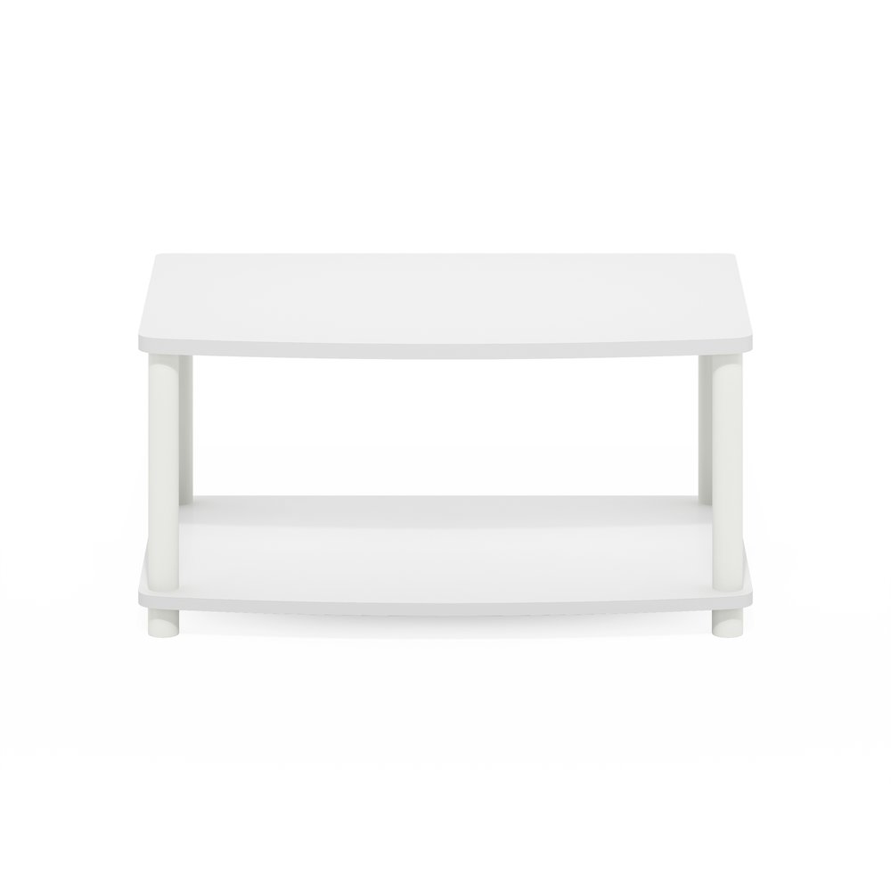 Turn-N-Tube No Tools 2-Tier Elevated TV Stands, White/White. Picture 2