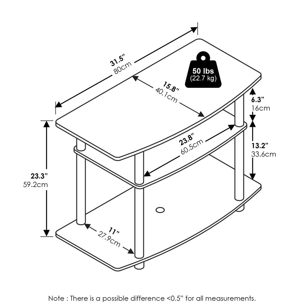 Turn-N-Tube No Tools 3-Tier TV Stands, White/White. Picture 6