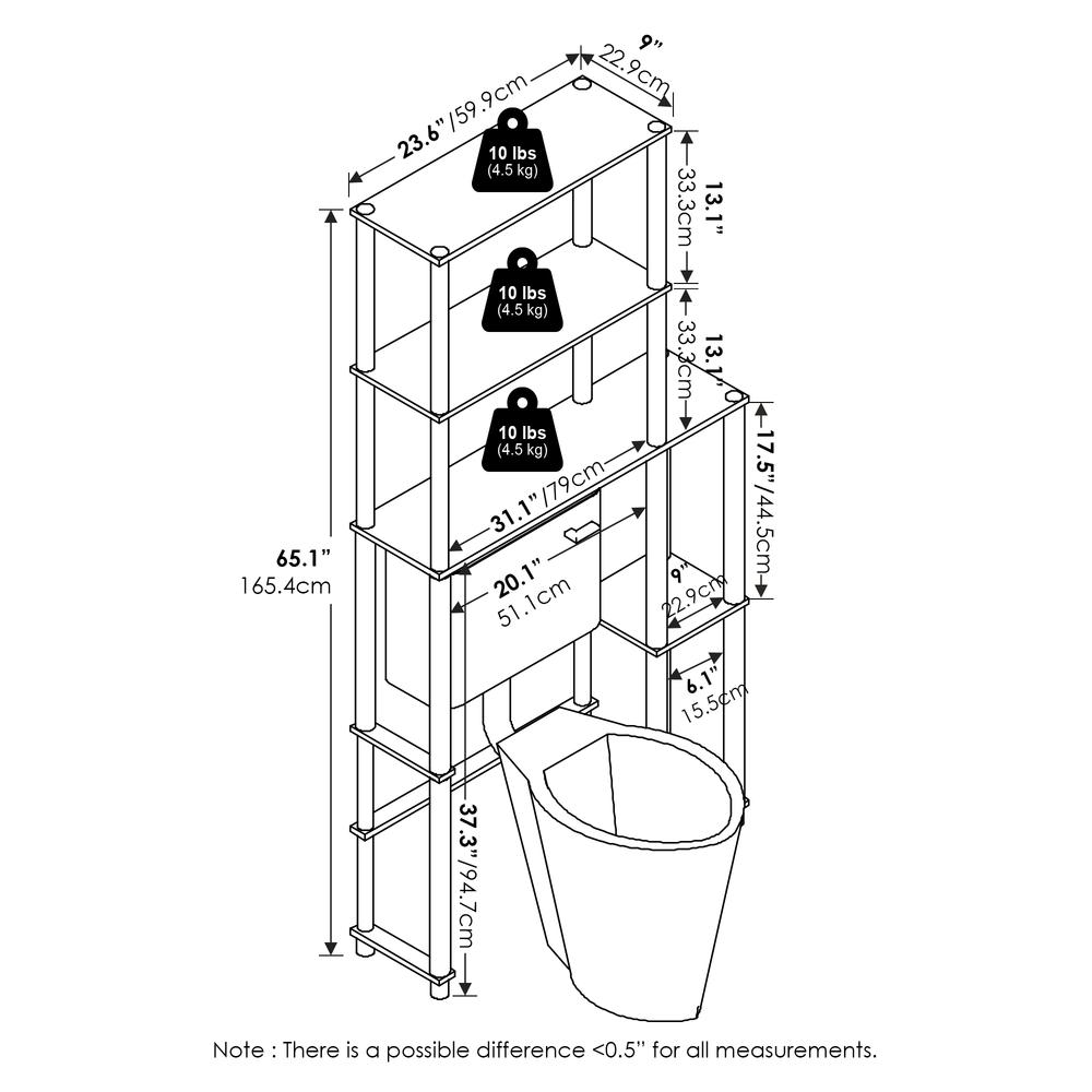Turn-N-Tube Toilet Space Saver with 5 Shelves, White/White. Picture 6