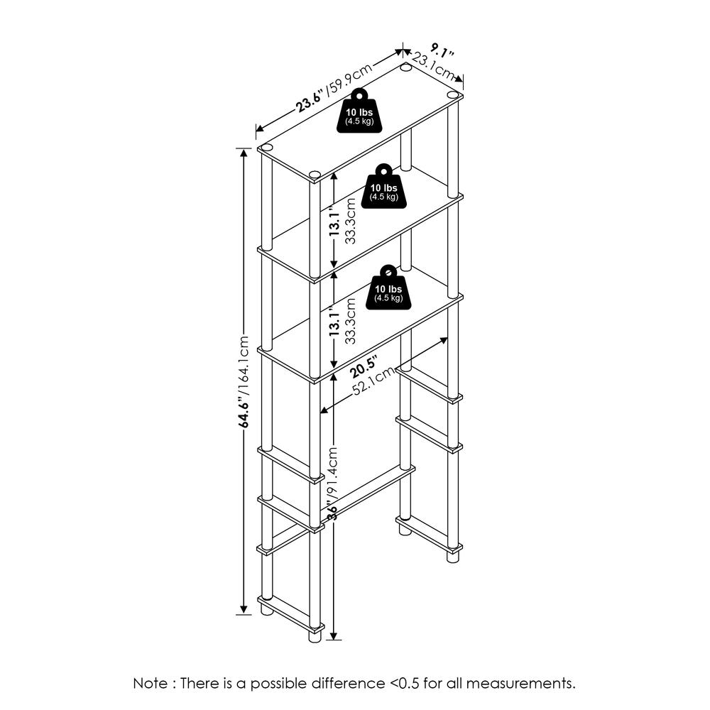 Turn-N-Tube Toilet Space Saver with 3 Shelves, White/White. Picture 6