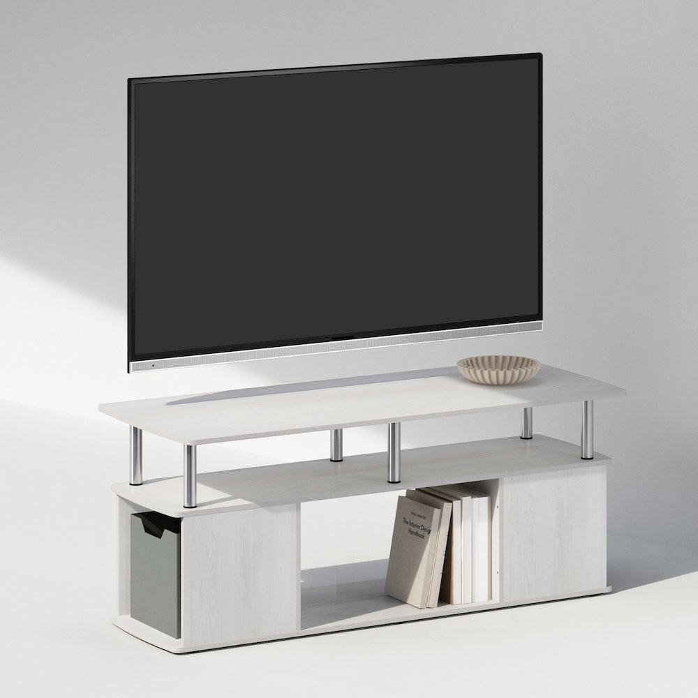 JAYA Utility Design Coffee Table, White Oak, Stainless Steel Tubes. Picture 4
