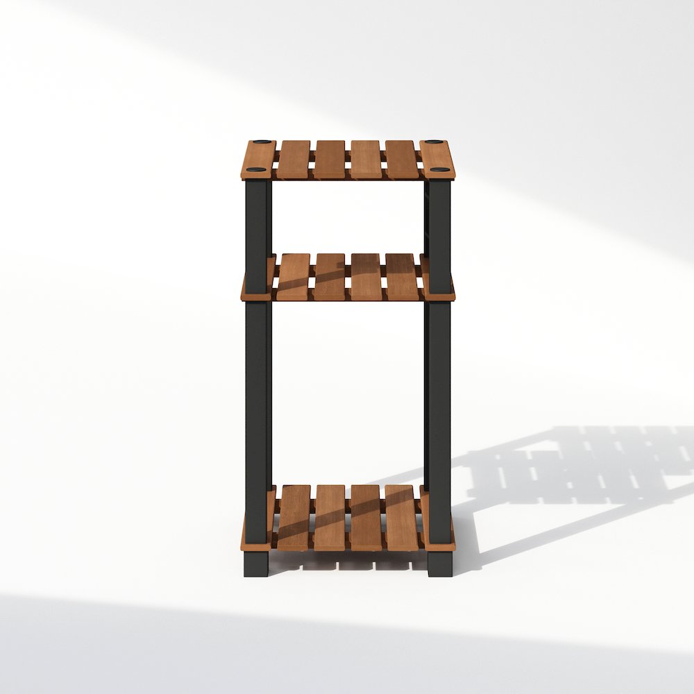 Turn-N-Tube 3-Tier Wood Slat End Table with Open Shelves, Natural/Black. Picture 3