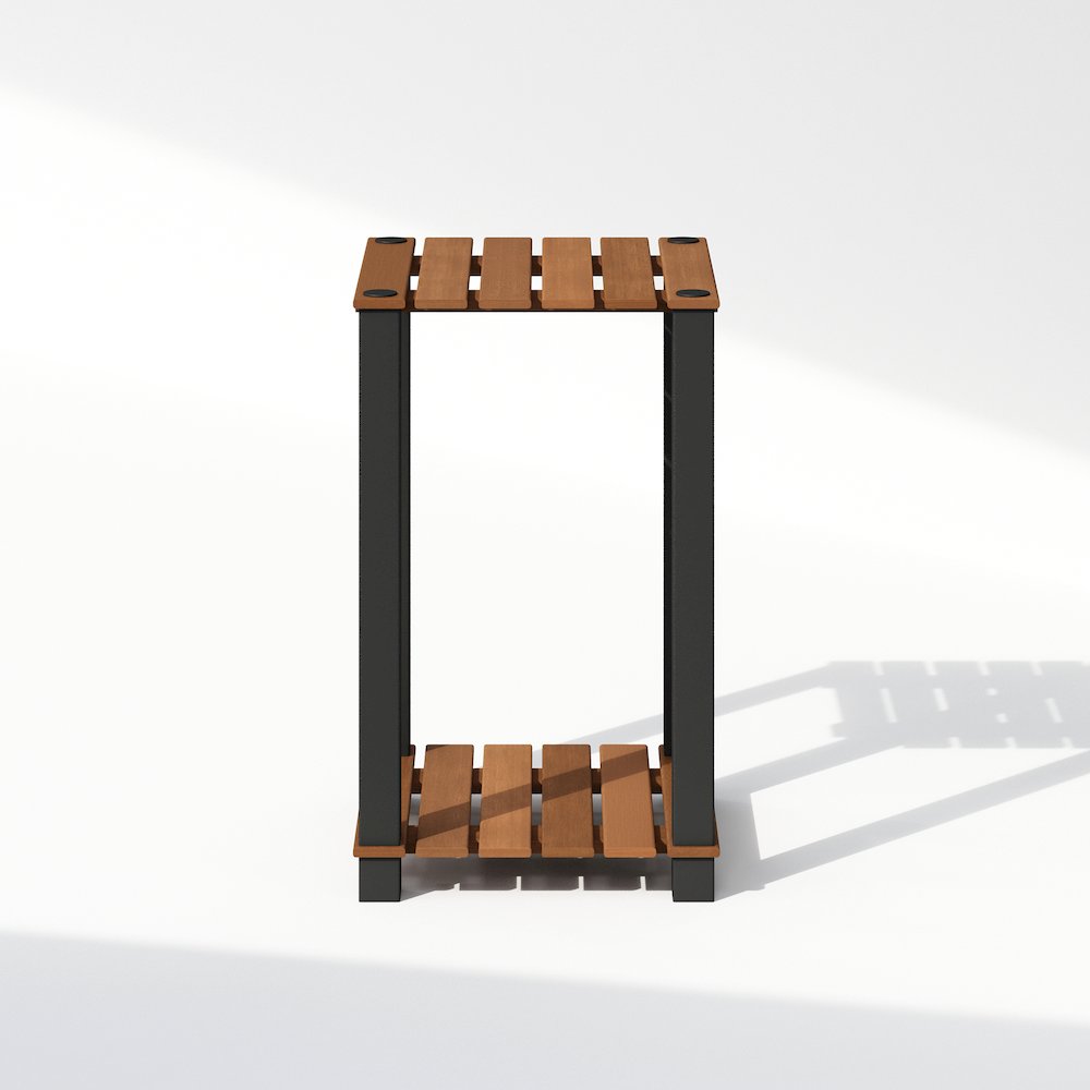 Turn-N-Tube 2-Tier Wood Slat Square End Table with Open Shelves, Natural/Black. Picture 3