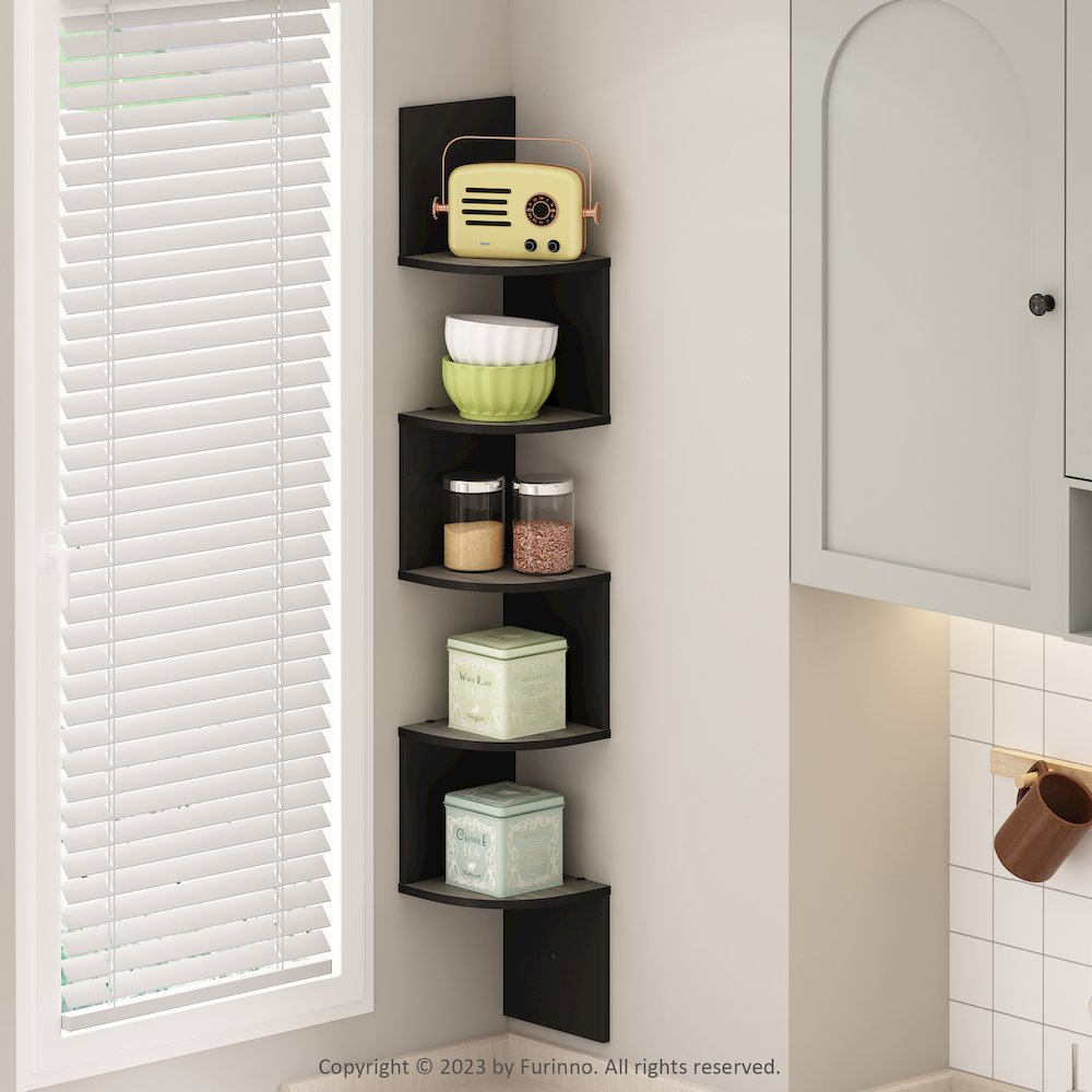 5-Tier Floating Corner Shelf, Wall Mount Shelves for Storage. Picture 6