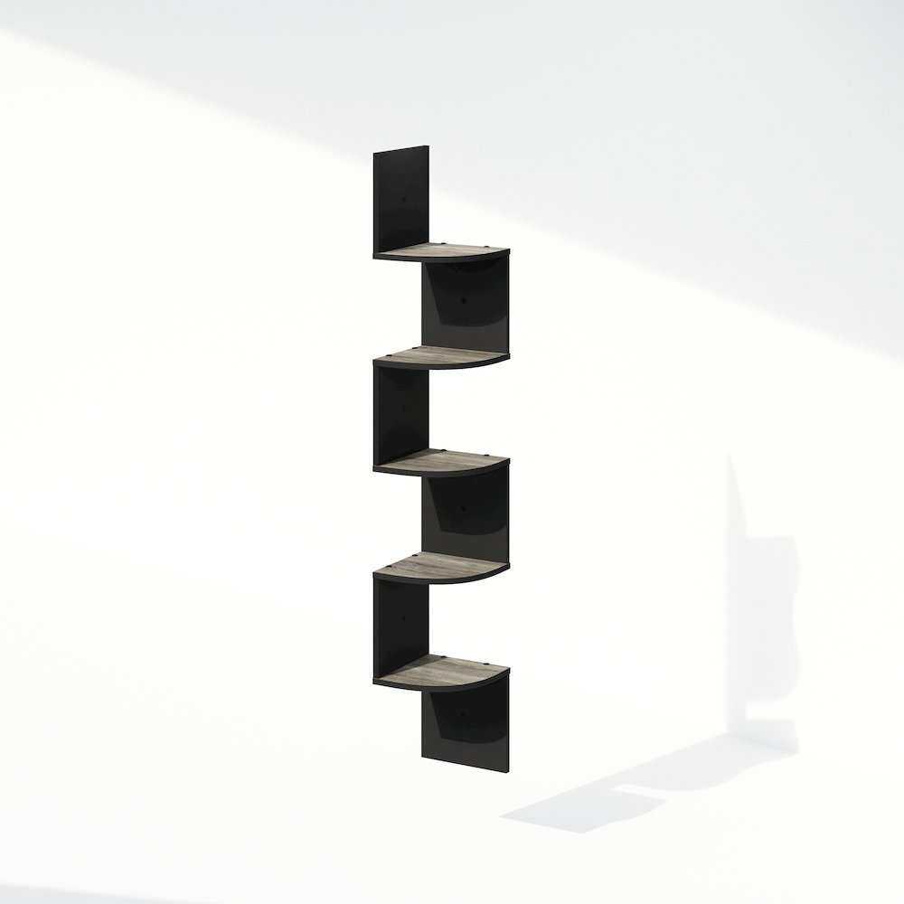 5-Tier Floating Corner Shelf, Wall Mount Shelves for Storage. Picture 1