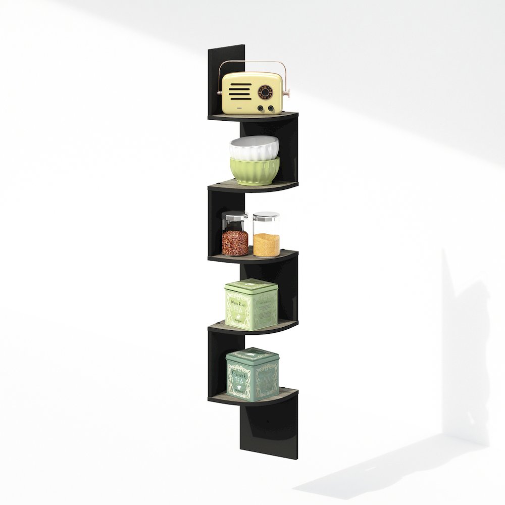 5-Tier Floating Corner Shelf, Wall Mount Shelves for Storage. Picture 4