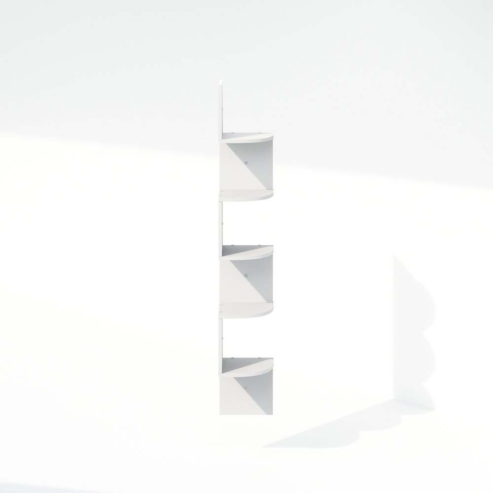 5-Tier Floating Corner Shelf, Wall Mount Shelves for Storage and Display, White. Picture 3