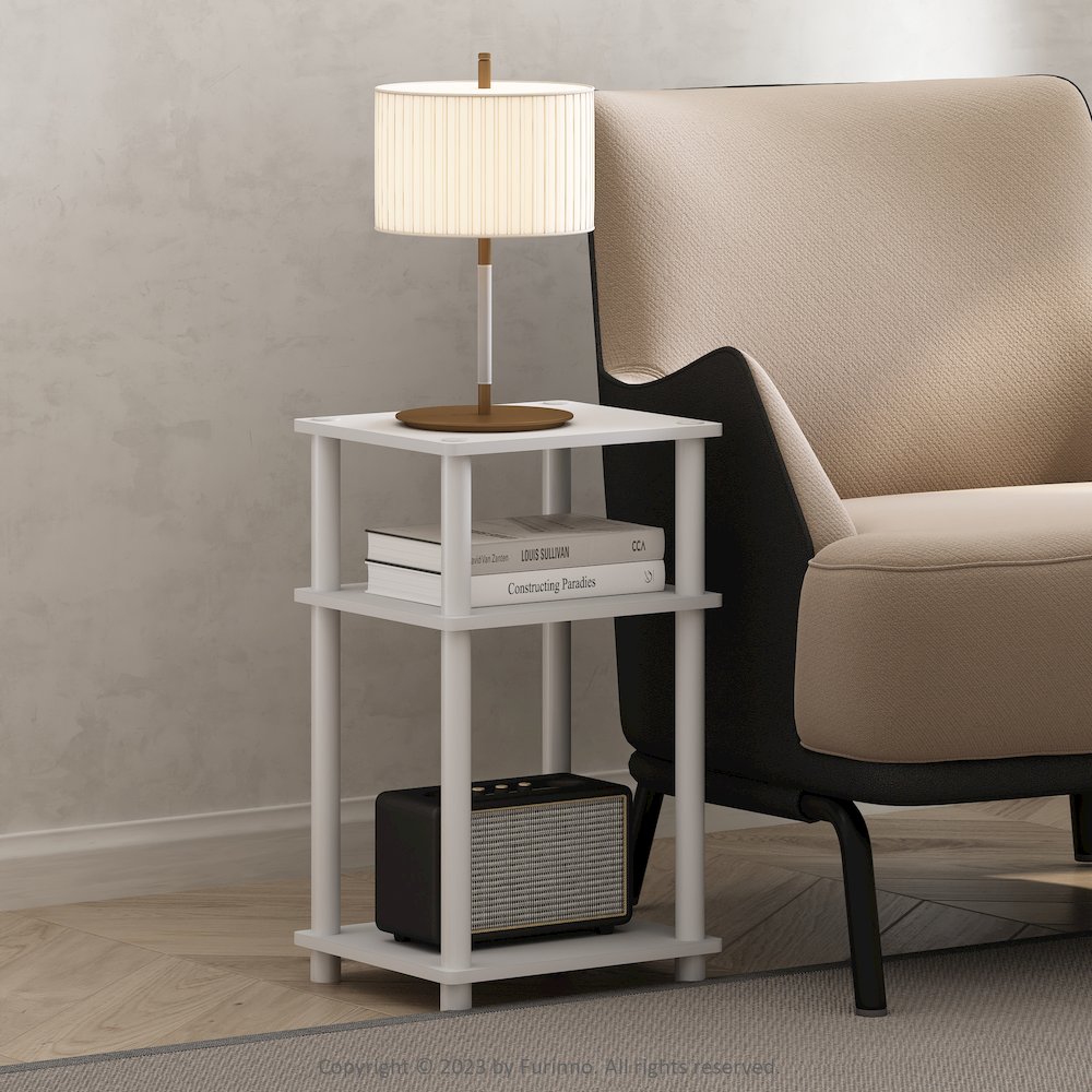 Just 3-Tier Turn-N-Tube End Table, 1-Pack, White/White. Picture 6
