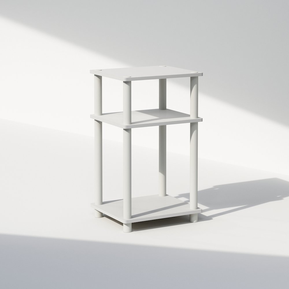 Just 3-Tier Turn-N-Tube End Table, 1-Pack, White/White. Picture 1