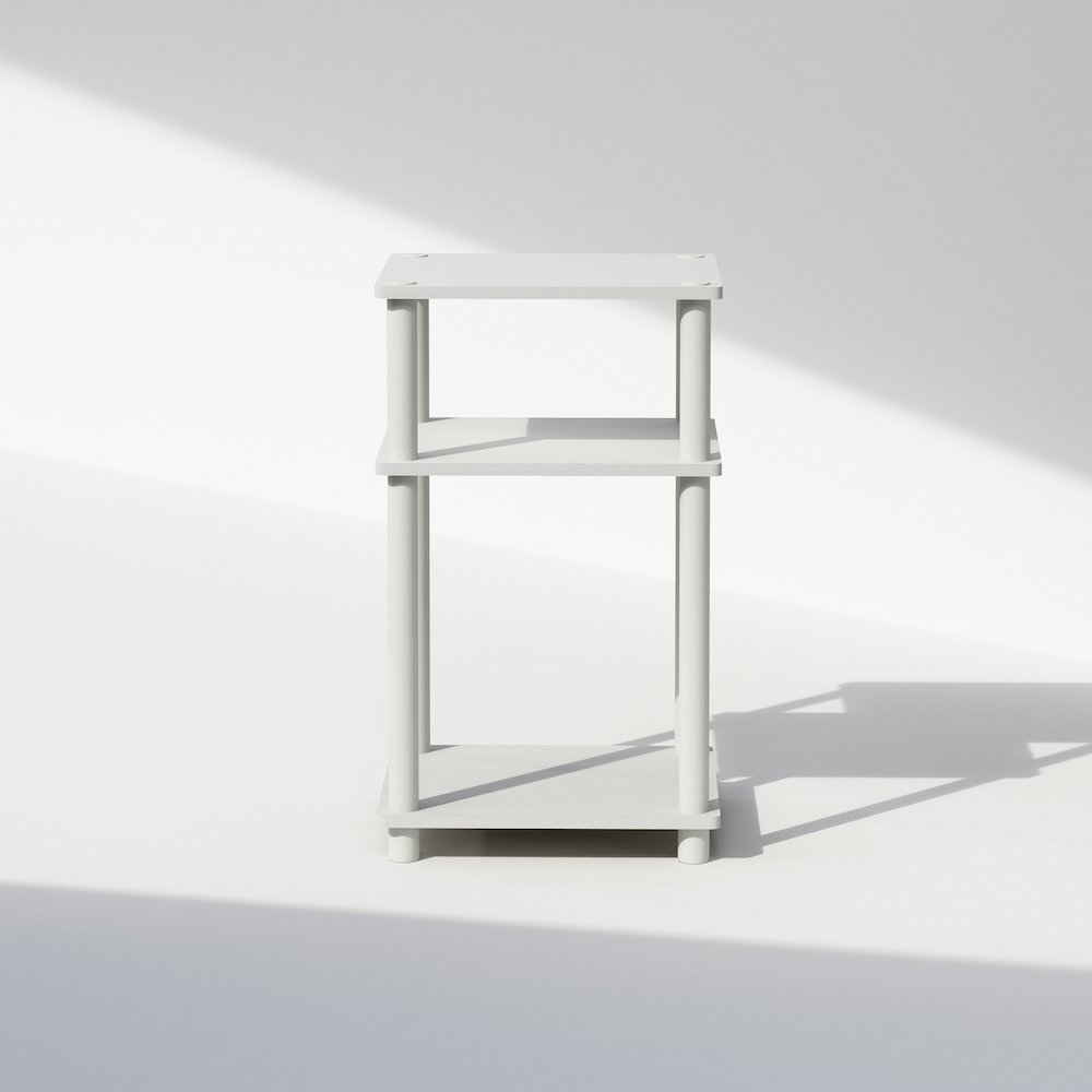 Just 3-Tier Turn-N-Tube End Table, 1-Pack, White/White. Picture 3