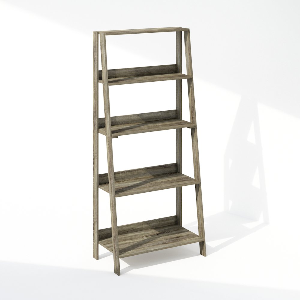 Ladder Bookcase, Bookshelf, Display Shelf, 5-Tier, French Oak