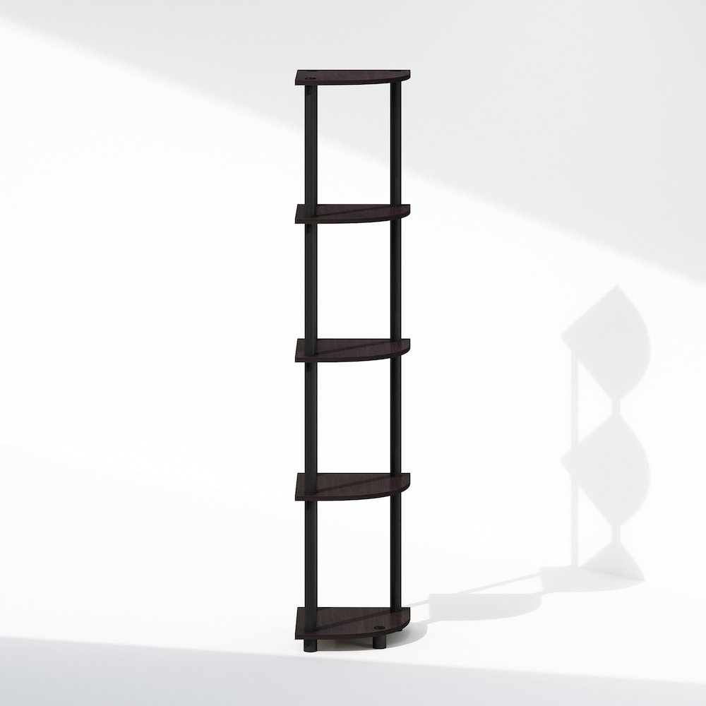 Turn-N-Tube 5 Tier Multipurpose Corner Display Rack Shelving Unit, Dark Walnut. Picture 3