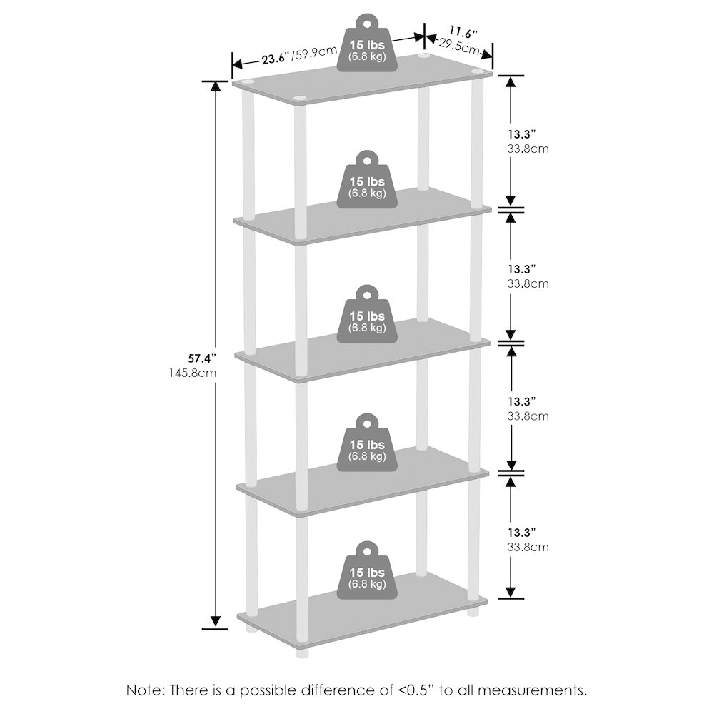 Turn-N-Tube 5-Tier Multipurpose Compact Display Rack, Shelving Unit, Bookcase. Picture 2