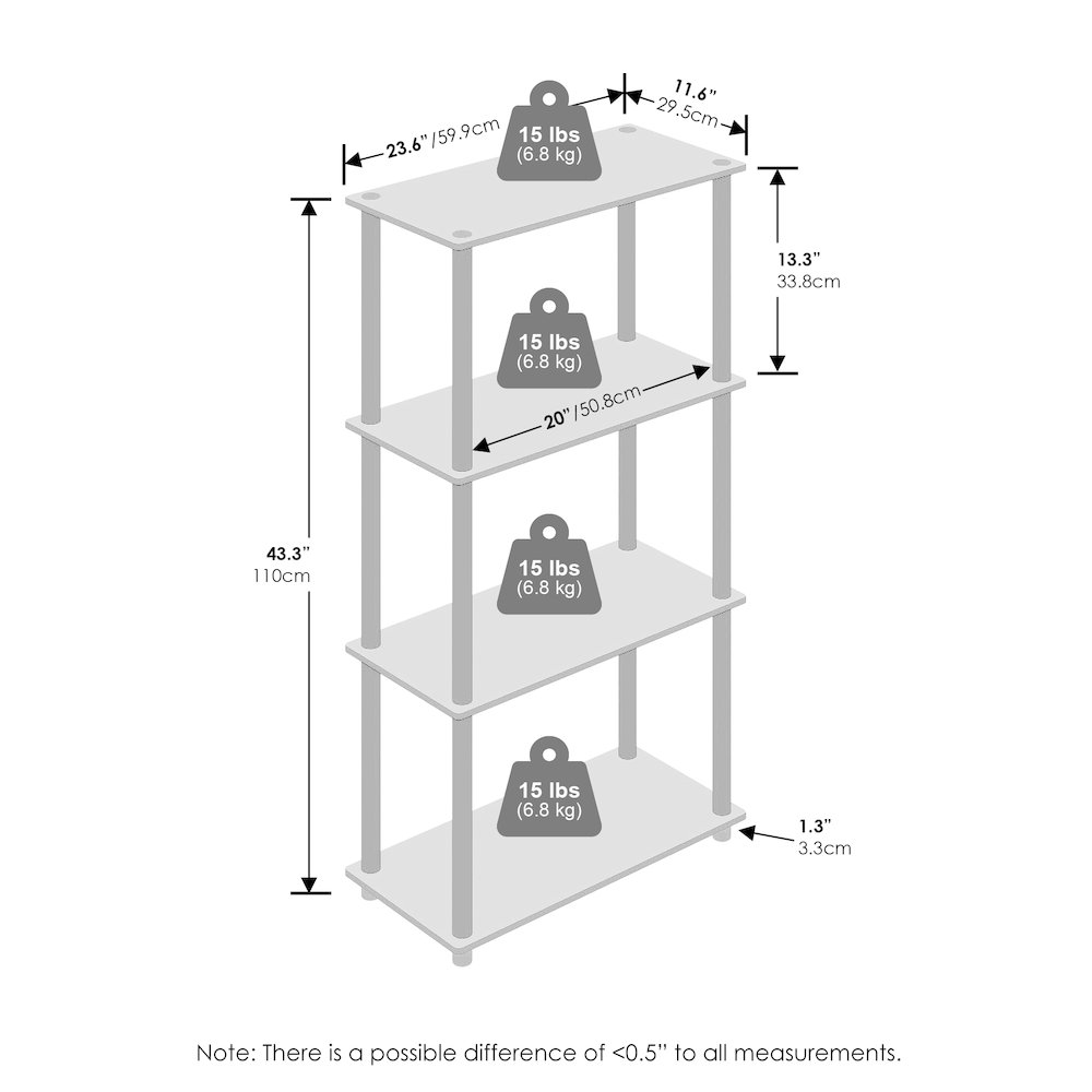 Turn-N-Tube 4-Tier Multipurpose Shelf Display Rack, Shelving Unit, Bookcase. Picture 2