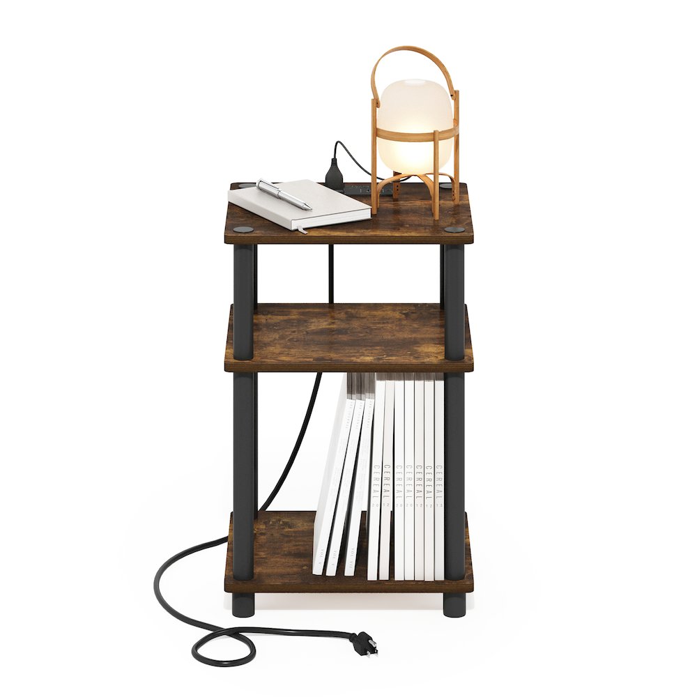 3-Tier Turn-N-Tube Open Storage Side Table, End Table with USB. Picture 4
