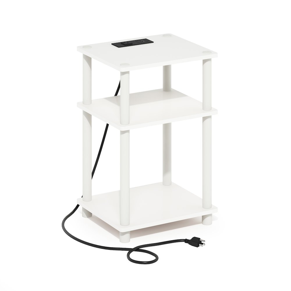 Just 3-Tier Turn-N-Tube Open Storage Side Table, End Table with USB. Picture 1