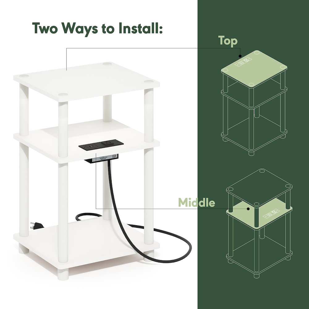 Just 3-Tier Turn-N-Tube Open Storage Side Table, End Table with USB. Picture 6