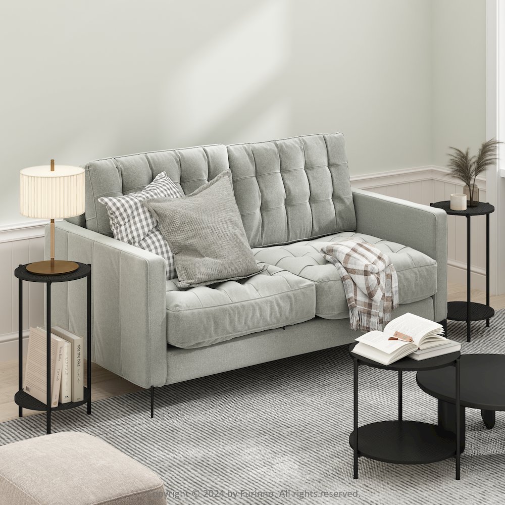 Besi 2-Tier Modern Tall Round Side End Table, Set of 2. Picture 7