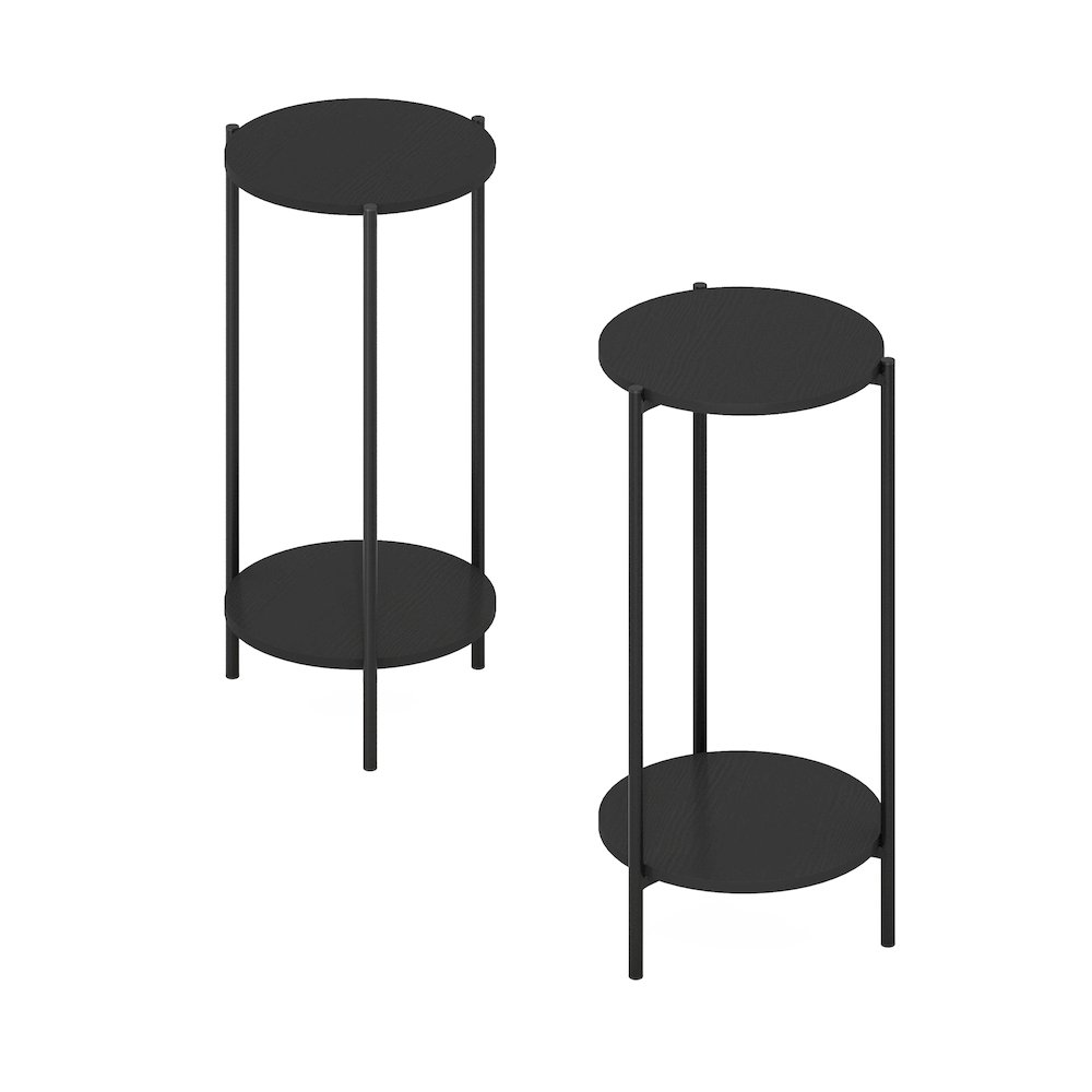 Besi 2-Tier Modern Tall Round Side End Table, Set of 2. Picture 3