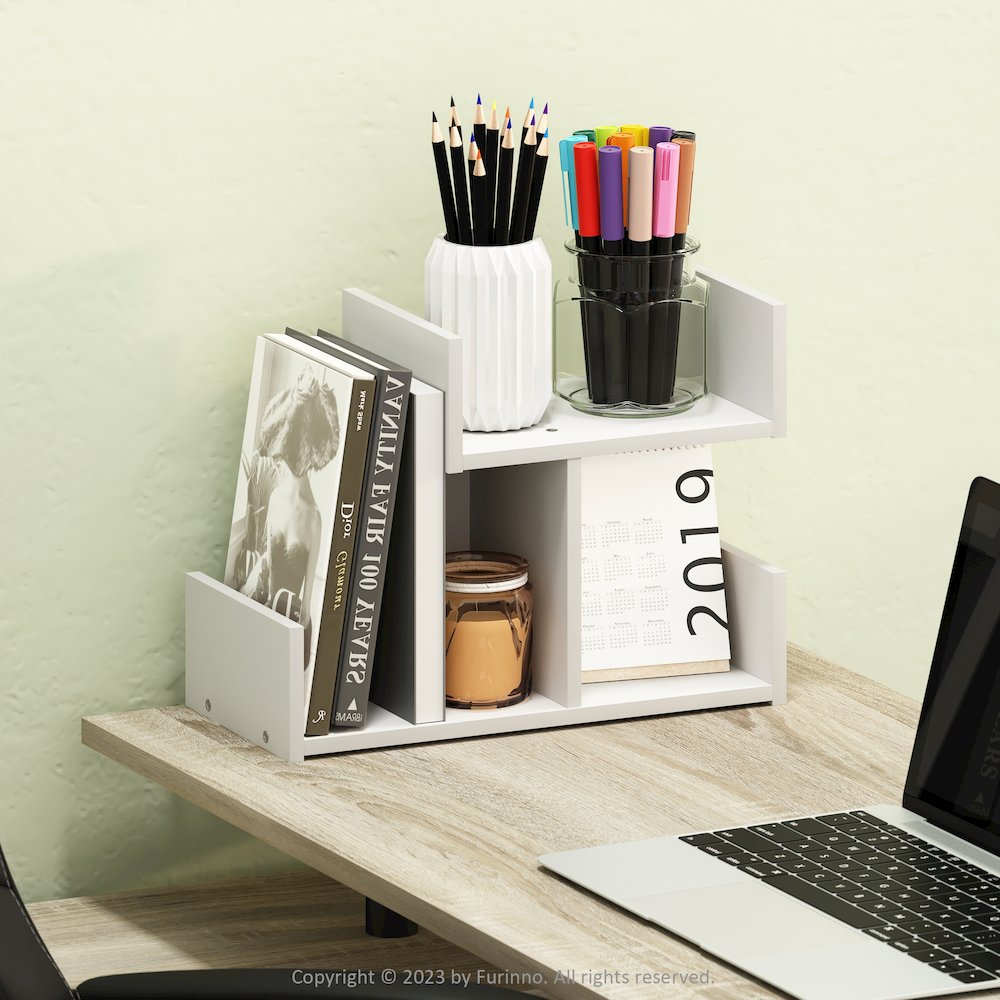 Hermite Wooden Desktop Bookshelf Storage Organizer for Home and Office Supplies. Picture 6