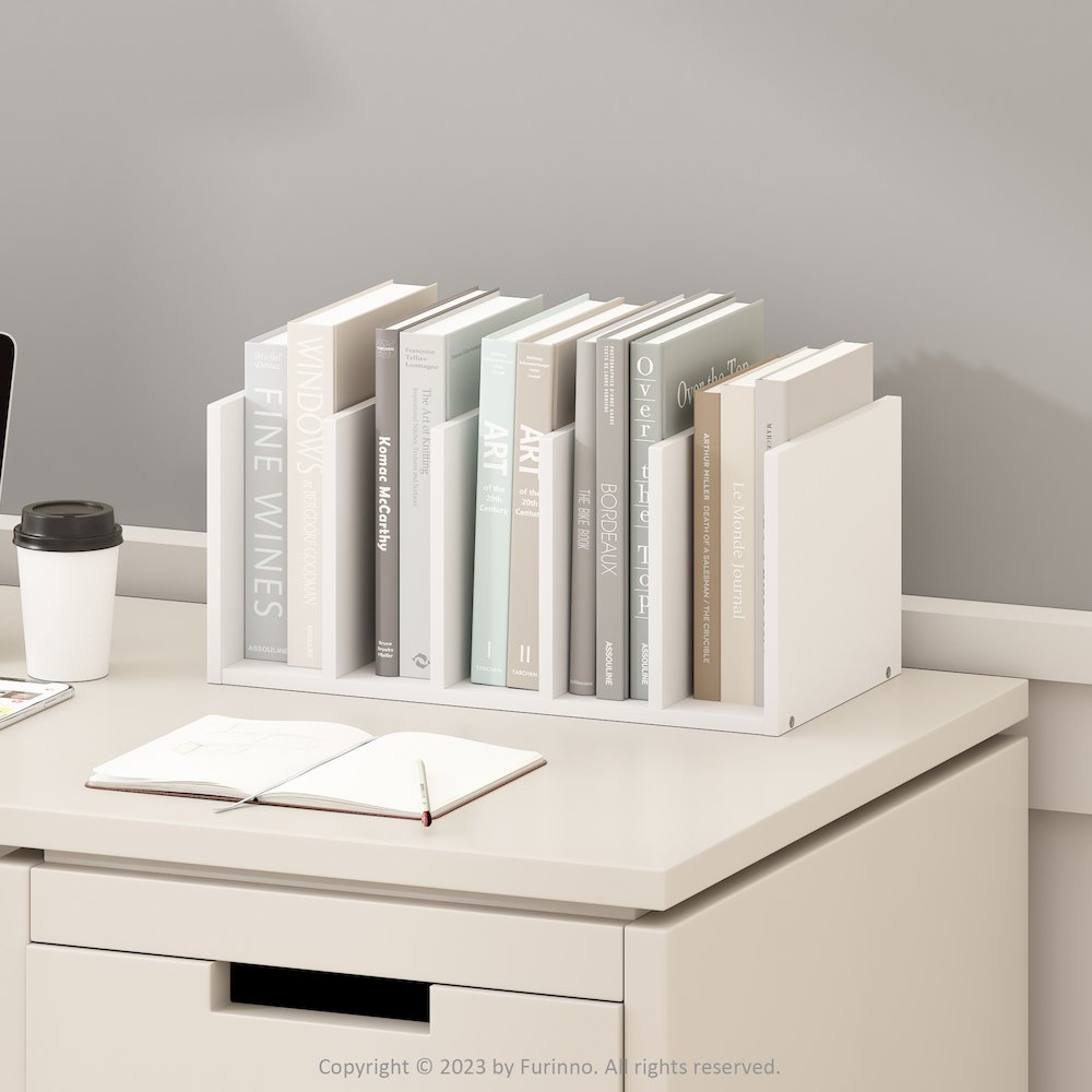 Hermite Home Office Supplies Desktop Bookshelf Storage Organizer, White. Picture 6