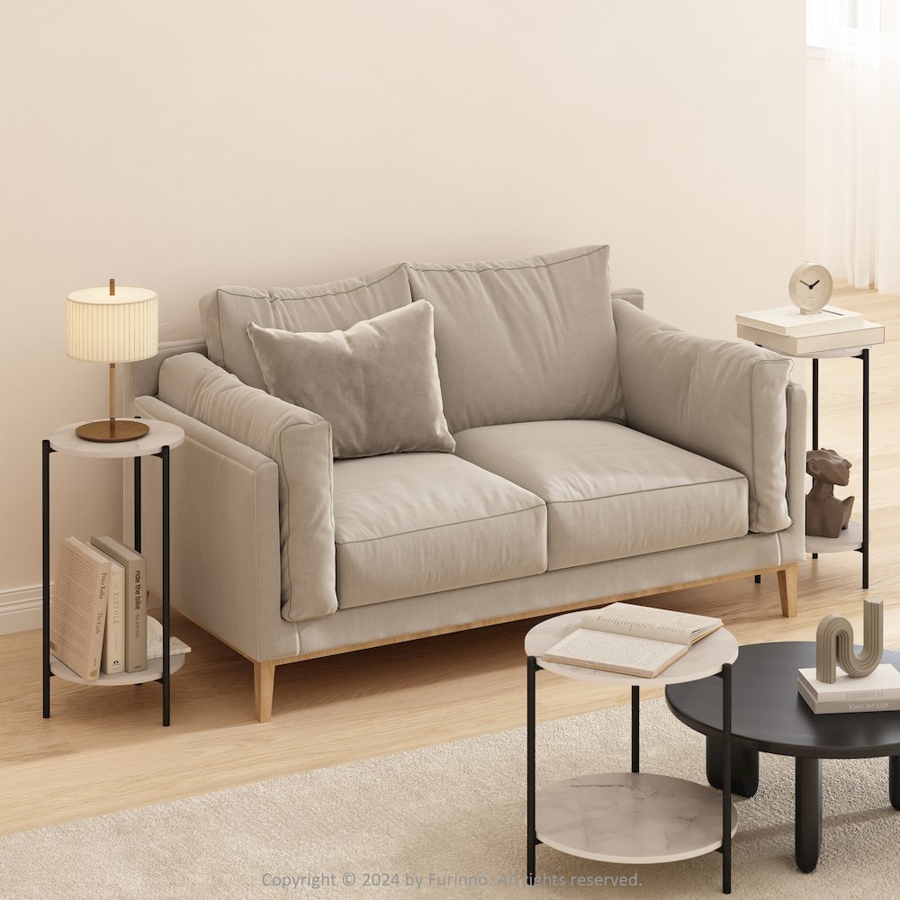 Besi 2-Tier Modern Tall Round Side End Table, Set of 2. Picture 5