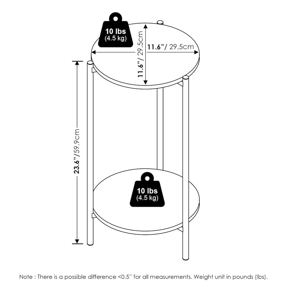 Besi 2-Tier Modern Tall Round Side End Table, Set of 2. Picture 2