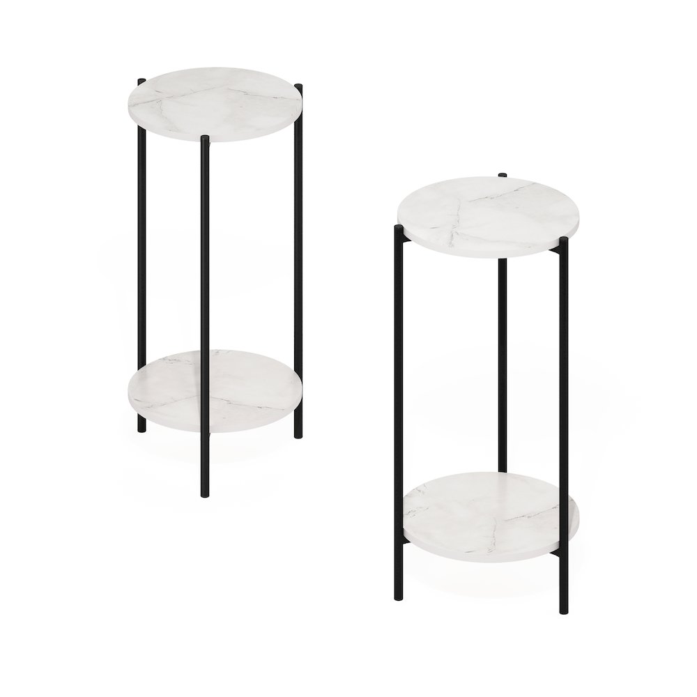 Besi 2-Tier Modern Tall Round Side End Table, Set of 2. Picture 3