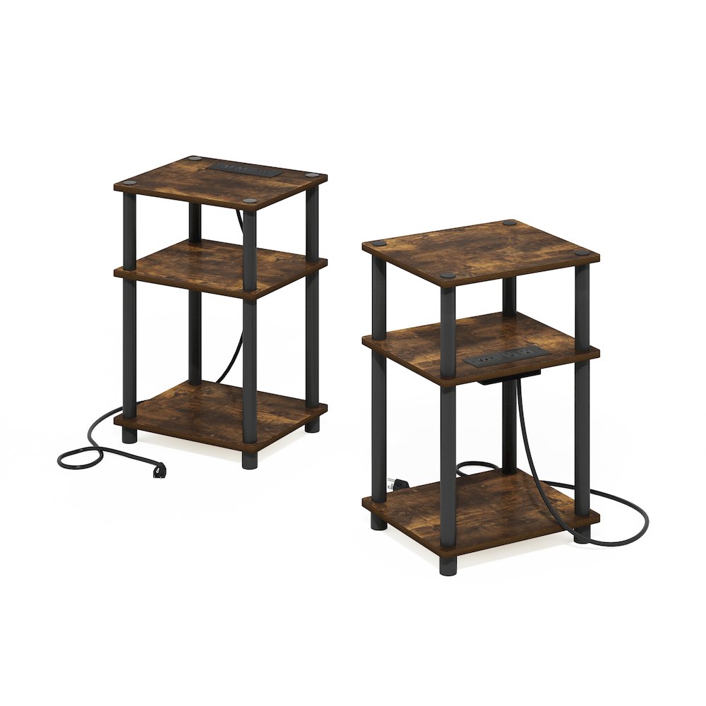 Just 3-Tier Turn-N-Tube USB and Type-C Charging Port End Table, Set of 2. Picture 3