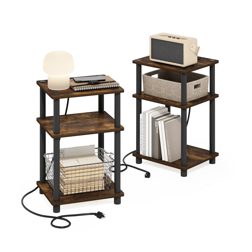 Just 3-Tier Turn-N-Tube USB and Type-C Charging Port End Table, Set of 2. Picture 4