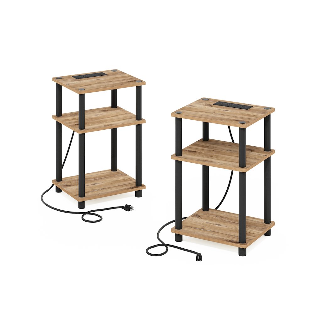 Just 3-Tier Turn-N-Tube USB and Type-C Charging Port End Table, Set of 2. Picture 1