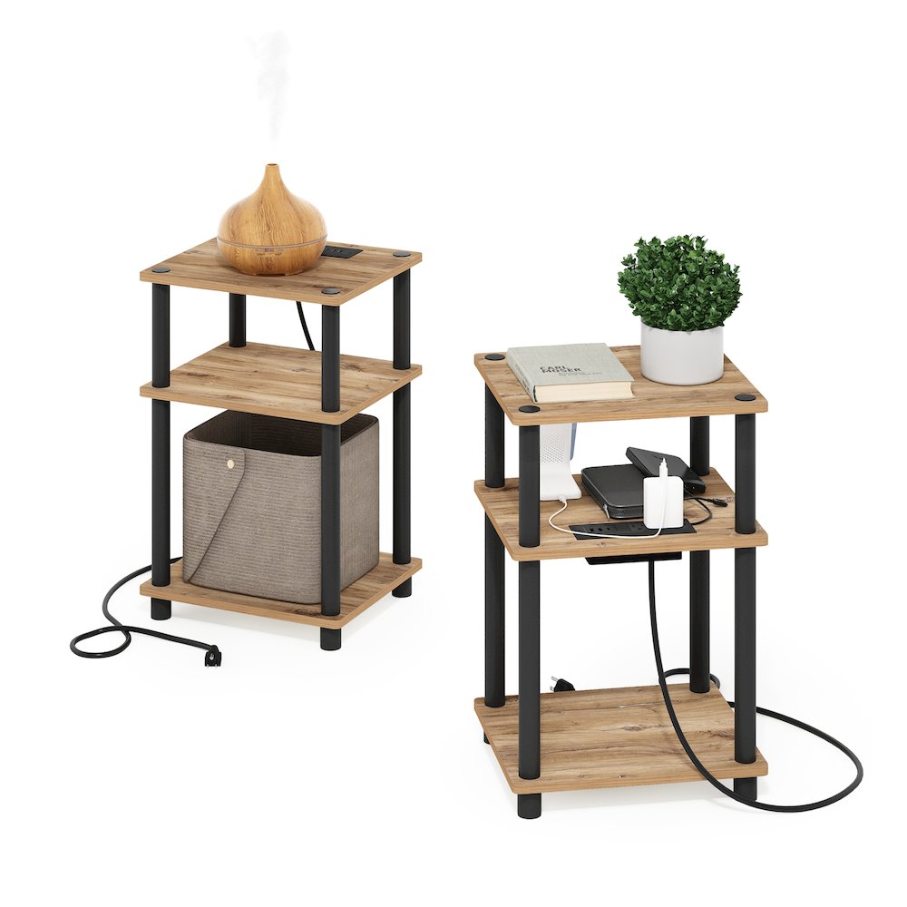 Just 3-Tier Turn-N-Tube USB and Type-C Charging Port End Table, Set of 2. Picture 4