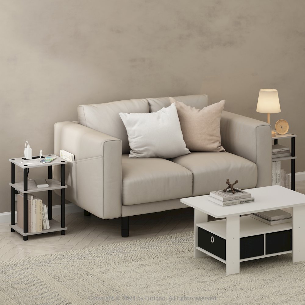 Just 3-Tier Turn-N-Tube USB and Type-C Charging Port End Table, Set of 2. Picture 5