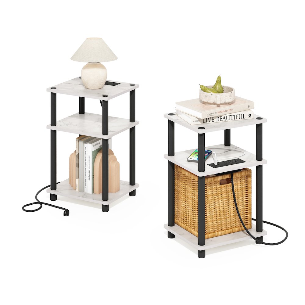 Just 3-Tier Turn-N-Tube USB and Type-C Charging Port End Table, Set of 2. Picture 4