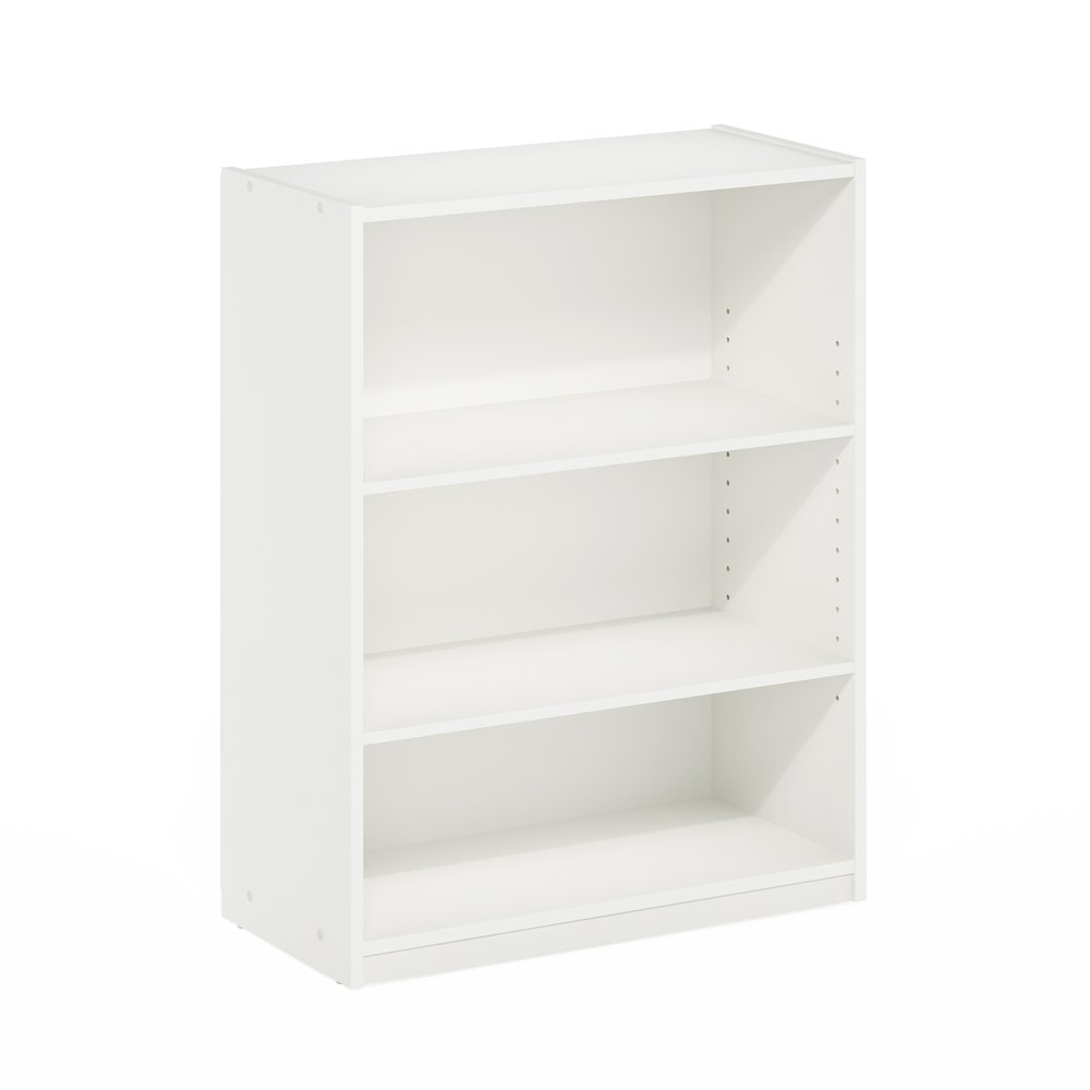 Gehry 3-Tier Bookcase, Bookshelf with Adjustable Shelves, White. Picture 1