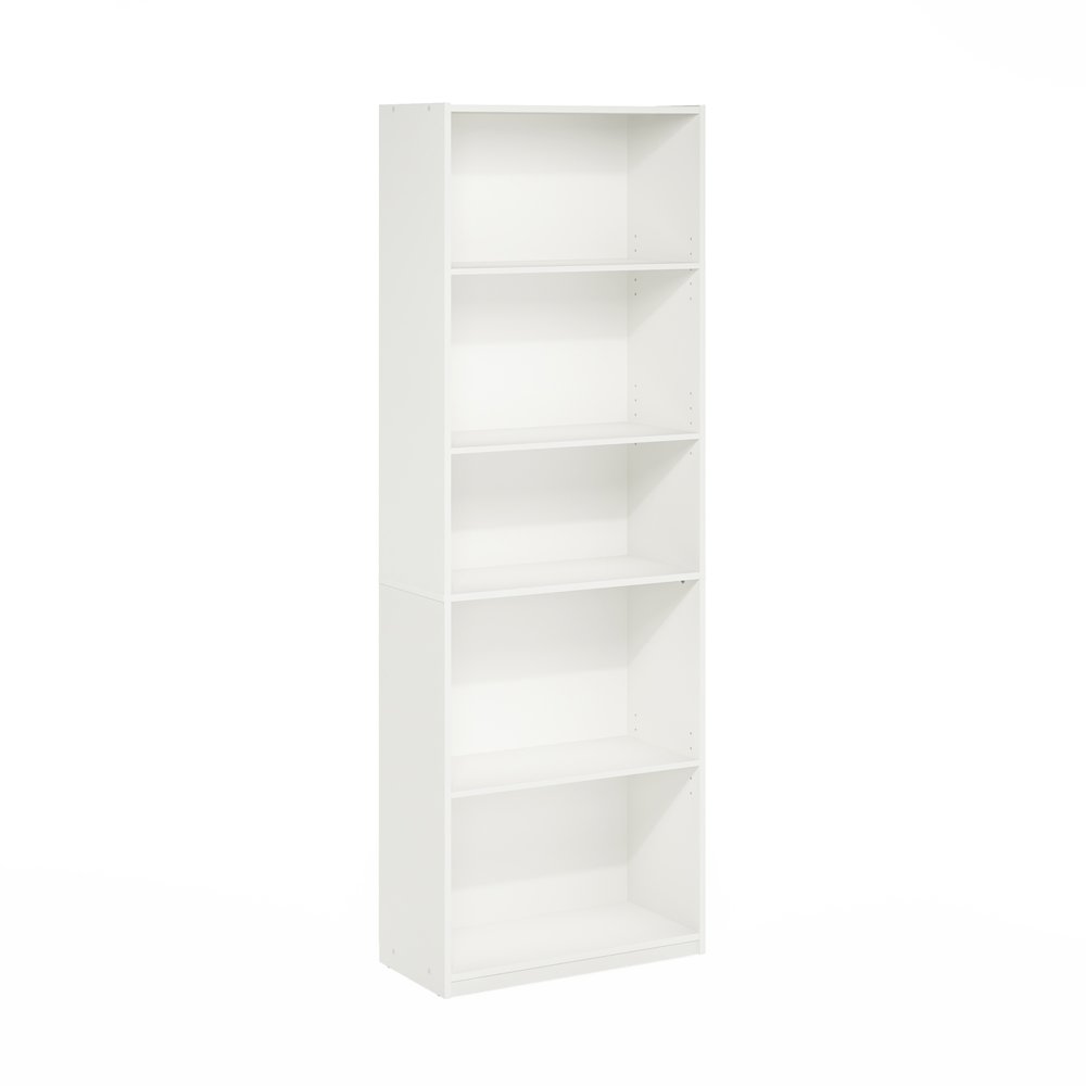 Gehry 5-Tier Bookcase, Bookshelf with Adjustable Shelves, White. Picture 1