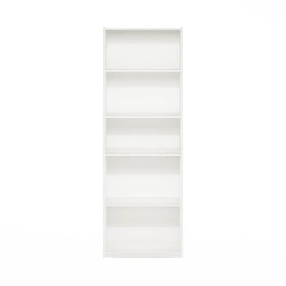 Gehry 5-Tier Bookcase, Bookshelf with Adjustable Shelves, White. Picture 3