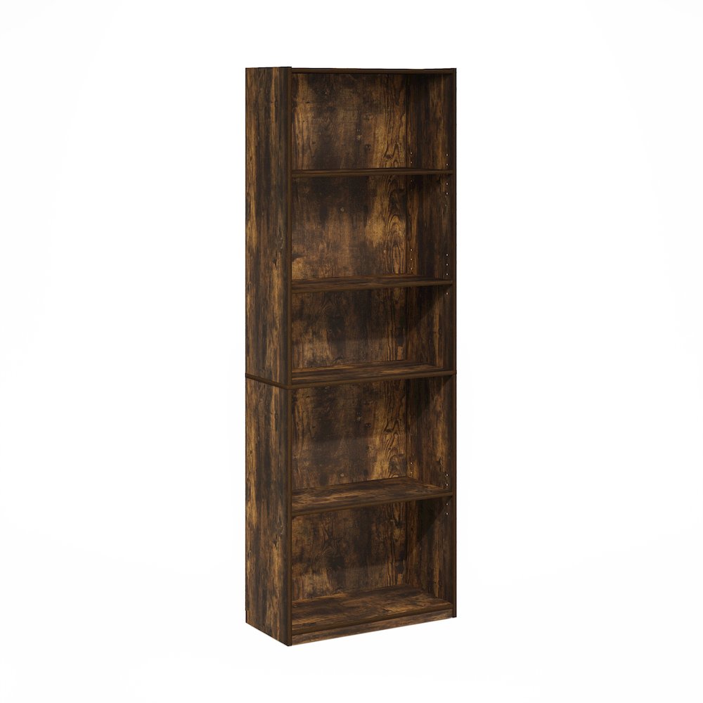 GEHRY Book Shelf, 5-Tier Bookshelf, Bookcase, with Adjustable Shelves, Amber Oak. Picture 2