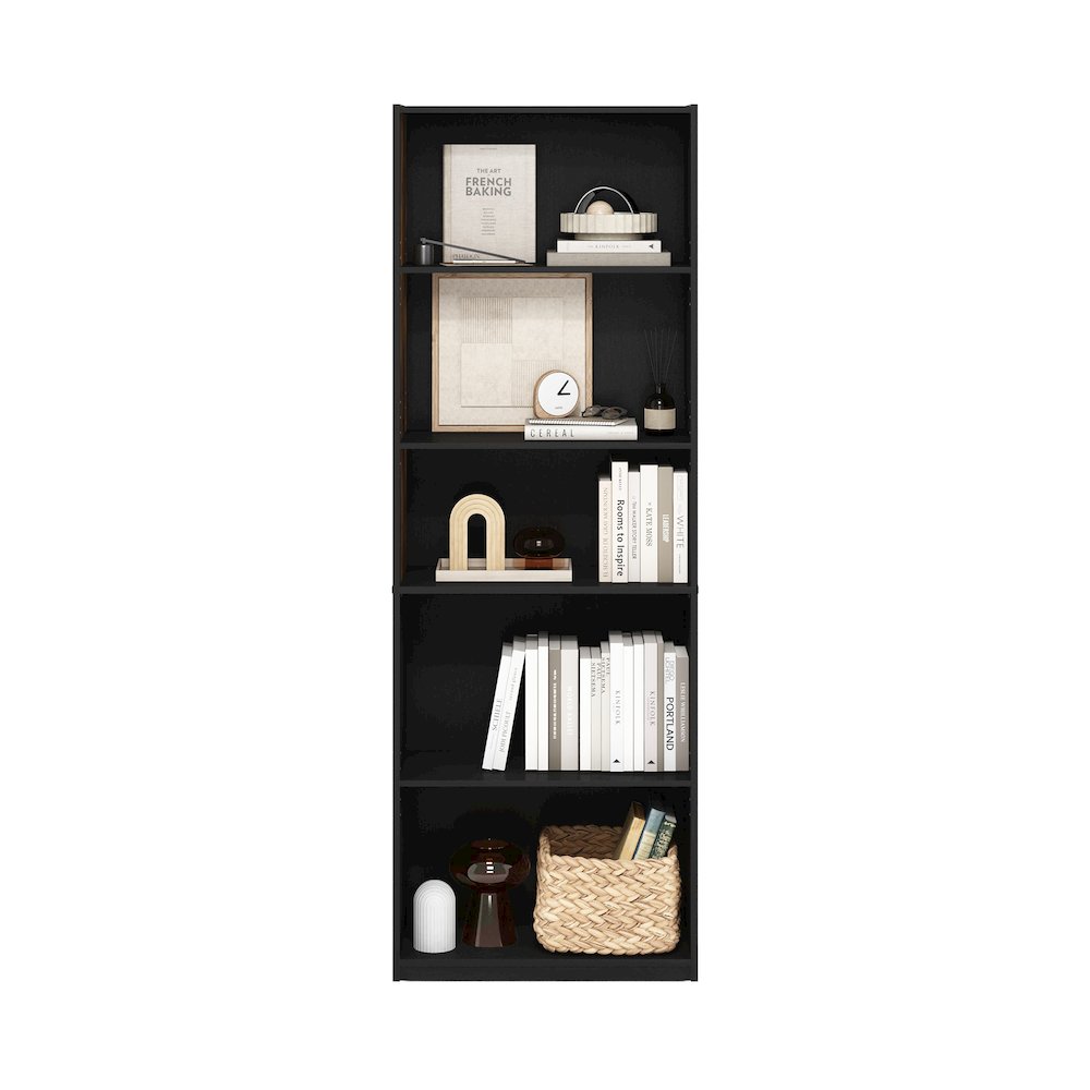 GEHRY Book Shelf, 5-Tier Bookshelf, Bookcase, with Adjustable Shelves, Darkwood. Picture 6