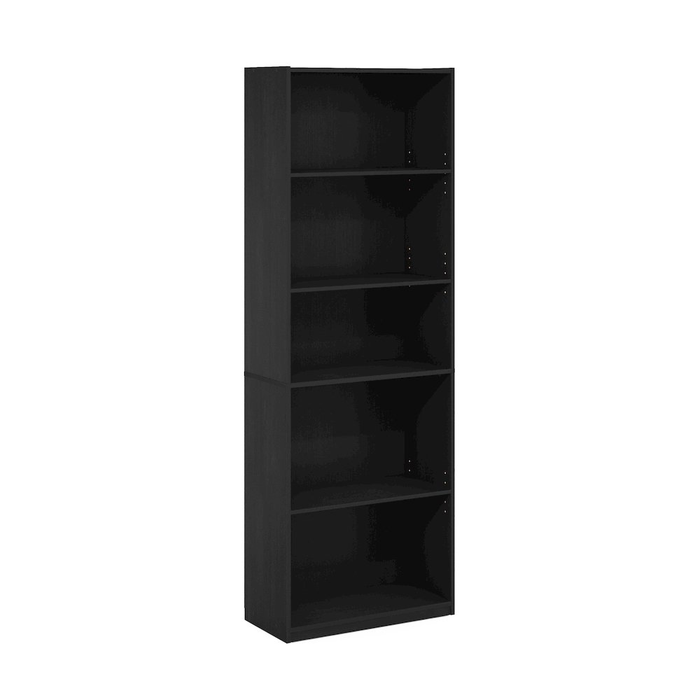 GEHRY Book Shelf, 5-Tier Bookshelf, Bookcase, with Adjustable Shelves, Darkwood. Picture 2
