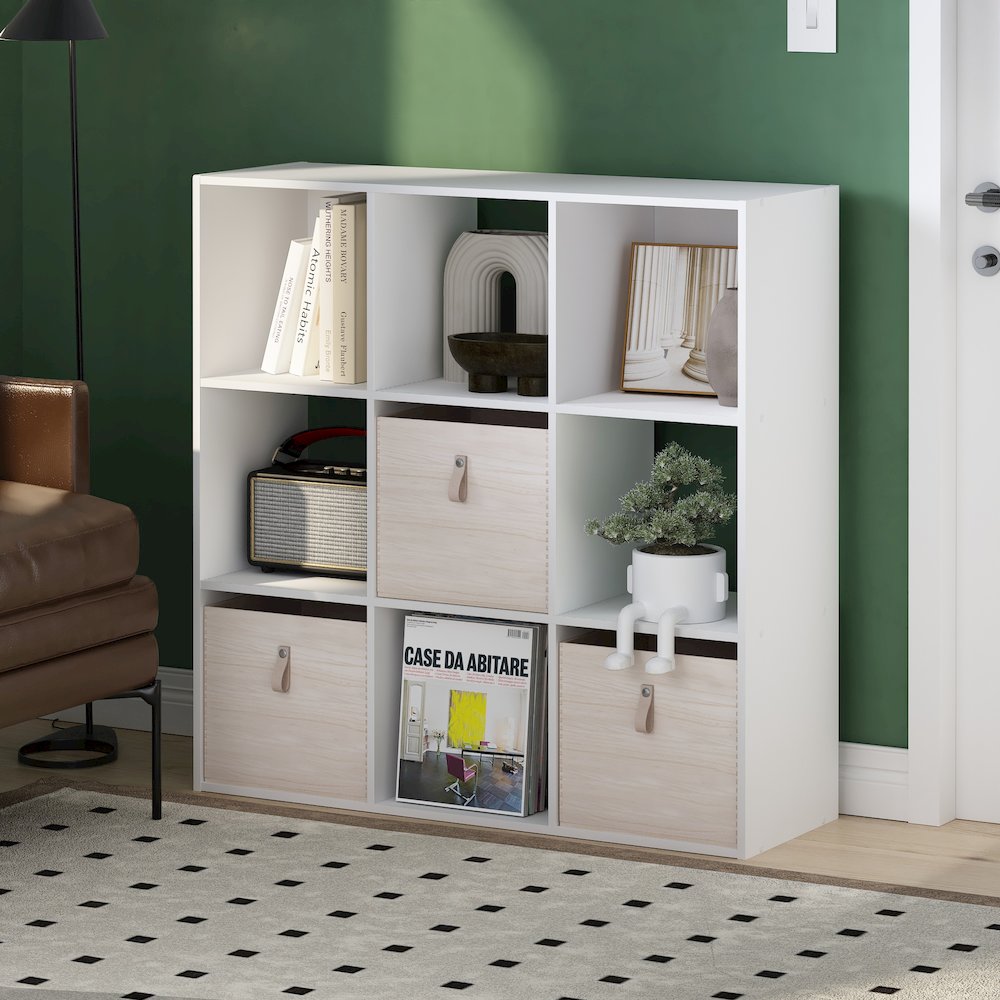 Pelli Cubic Storage Cabinet, Bookcase, Bookshelf, 9-Cube, White. Picture 6