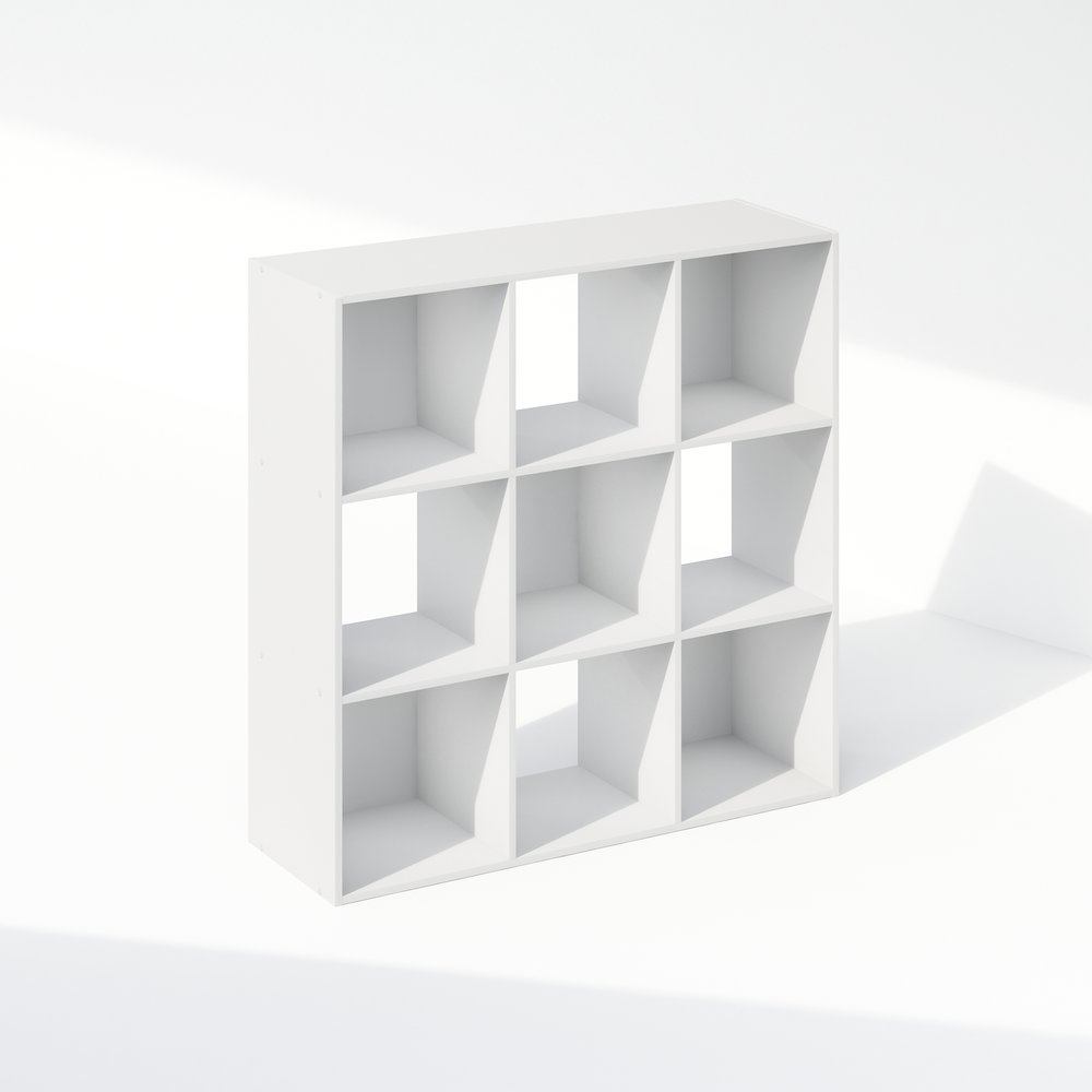 Pelli Cubic Storage Cabinet, Bookcase, Bookshelf, 9-Cube, White. Picture 1