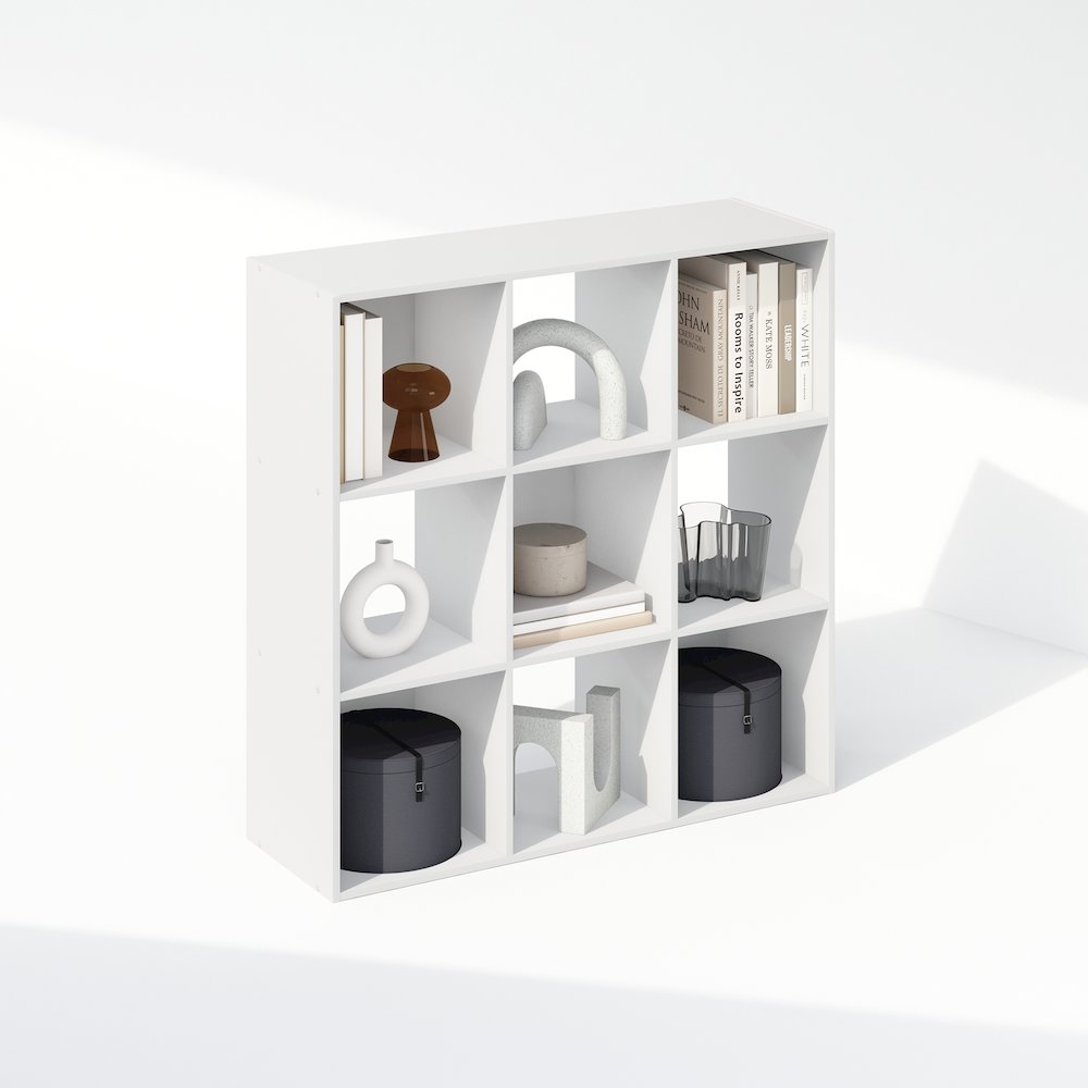 Pelli Cubic Storage Cabinet, Bookcase, Bookshelf, 9-Cube, White. Picture 4