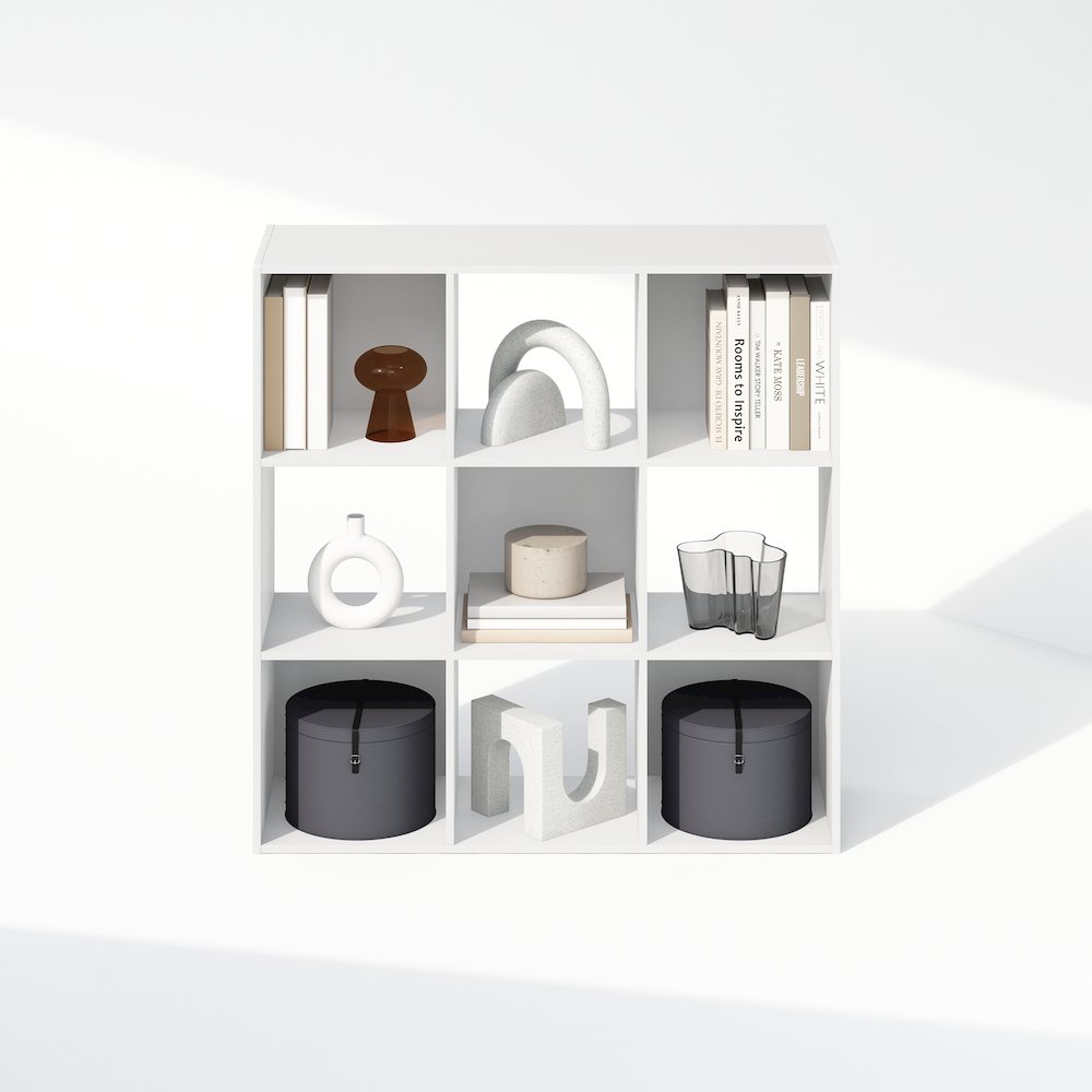 Pelli Cubic Storage Cabinet, Bookcase, Bookshelf, 9-Cube, White. Picture 5
