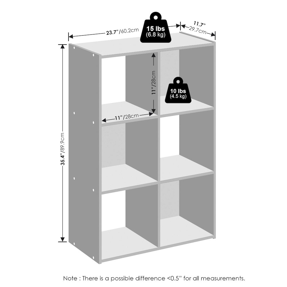 Pelli Cubic Storage Cabinet, Bookcase, Bookshelf, 6-Cube, White. Picture 2